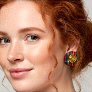 Vintage Mad for Plaid Tartan Stud Earrings